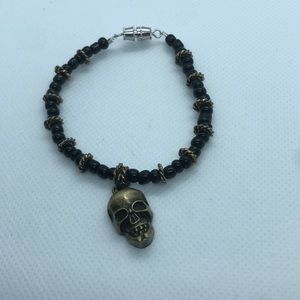 steampunk skull bronze bracelet (handmade)